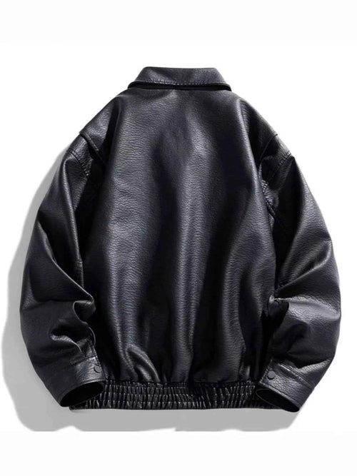 FAUX LEATHER BOMBER JACKET – PLUS FIT