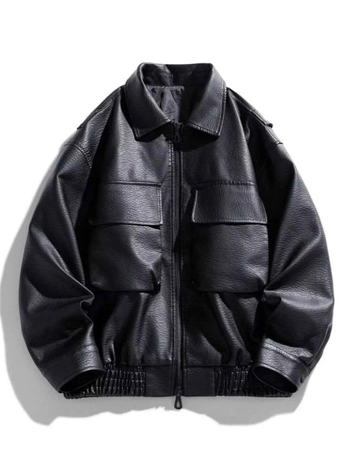 FAUX LEATHER BOMBER JACKET – PLUS FIT