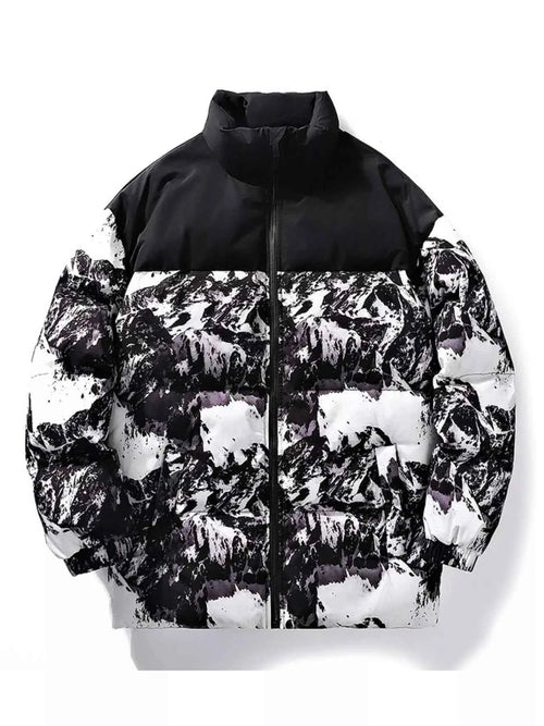 Men's Full Size Printed Padded Winter Coat Plus Size