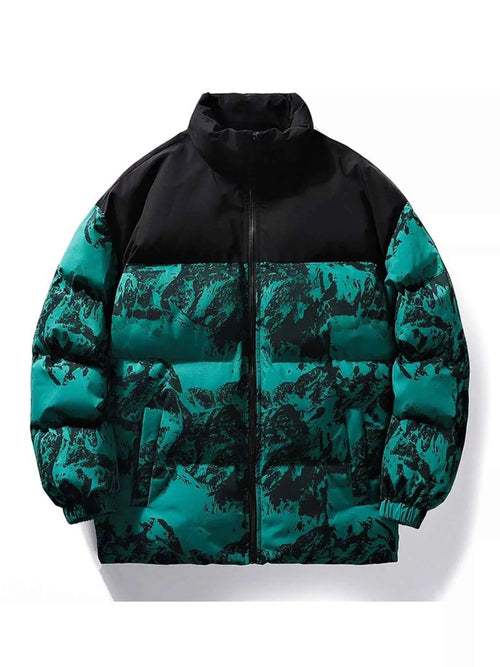 Men's Full Size Printed Padded Winter Coat Plus Size