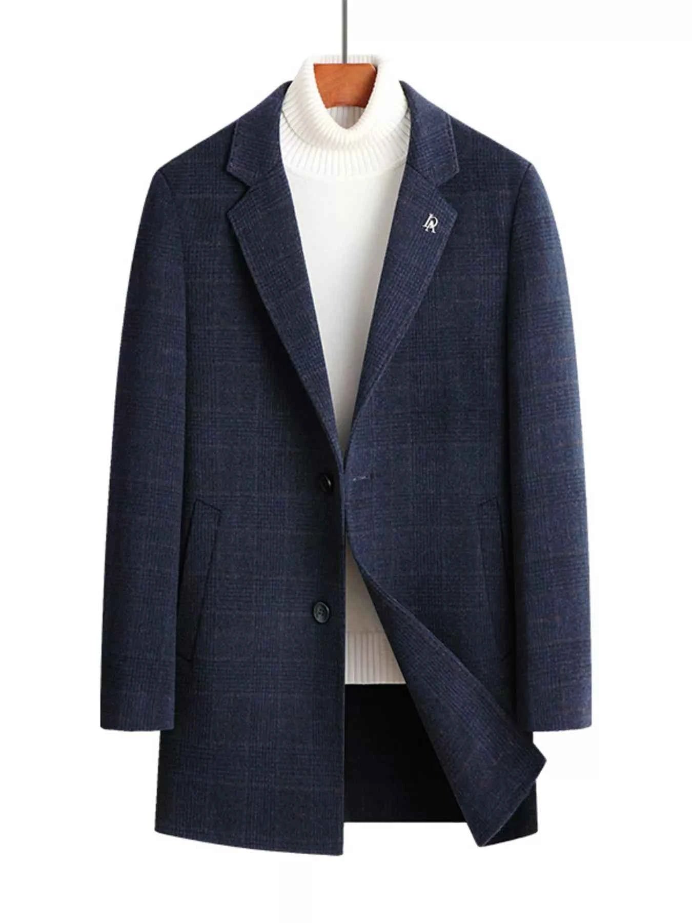 Men’s Plaid Wool Blend Overcoat