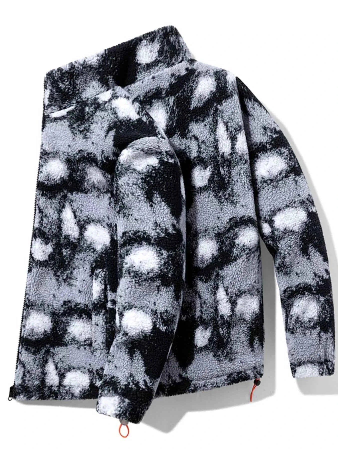 Men's Plus Size Zip Up Abstract Pattern Fleece Jacket